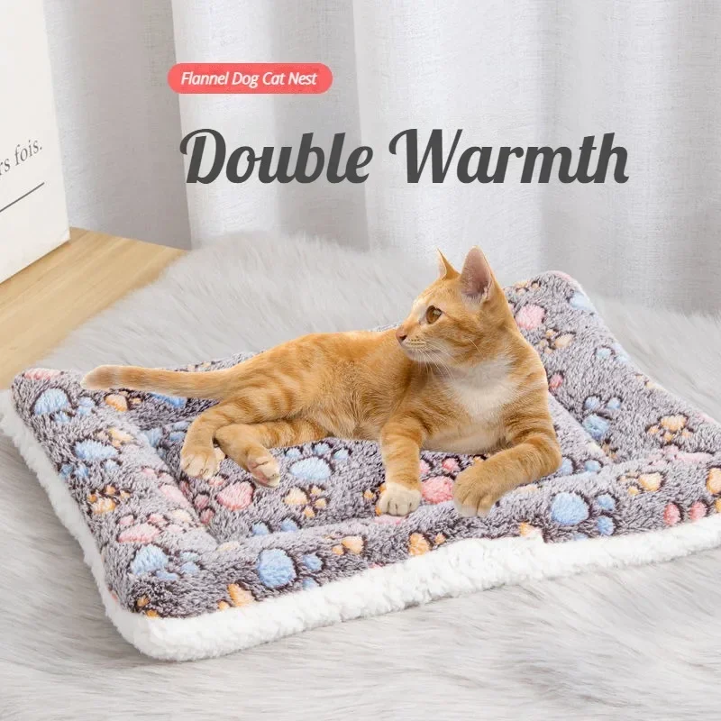 Double-sided Pet Mat Mats Short Plush Pet Sleeping Bed for Cats Small Dogs Cute Pet Pad Blanket Warm Kitten Cushion Cat Sofa Bed thumbnail 3