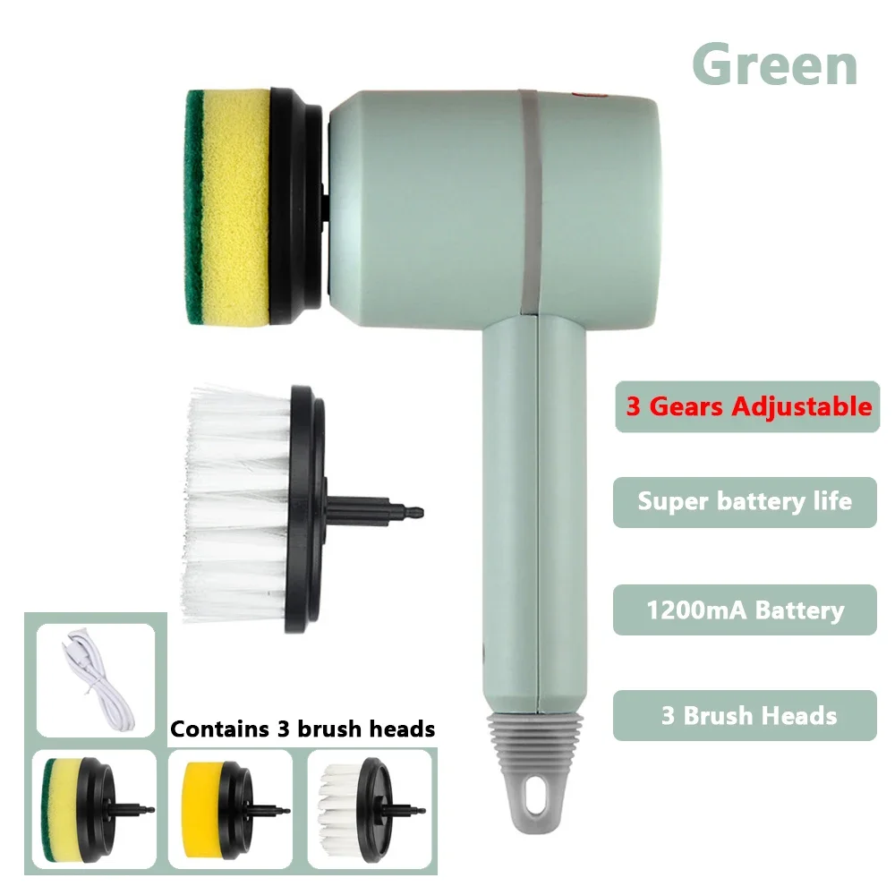 3 in 1 Electric Cleaning Brush Kitchen Dishwashing Home USB Rechargeable Electric Rotary Scrubber Household Appliances Cleaning thumbnail 4