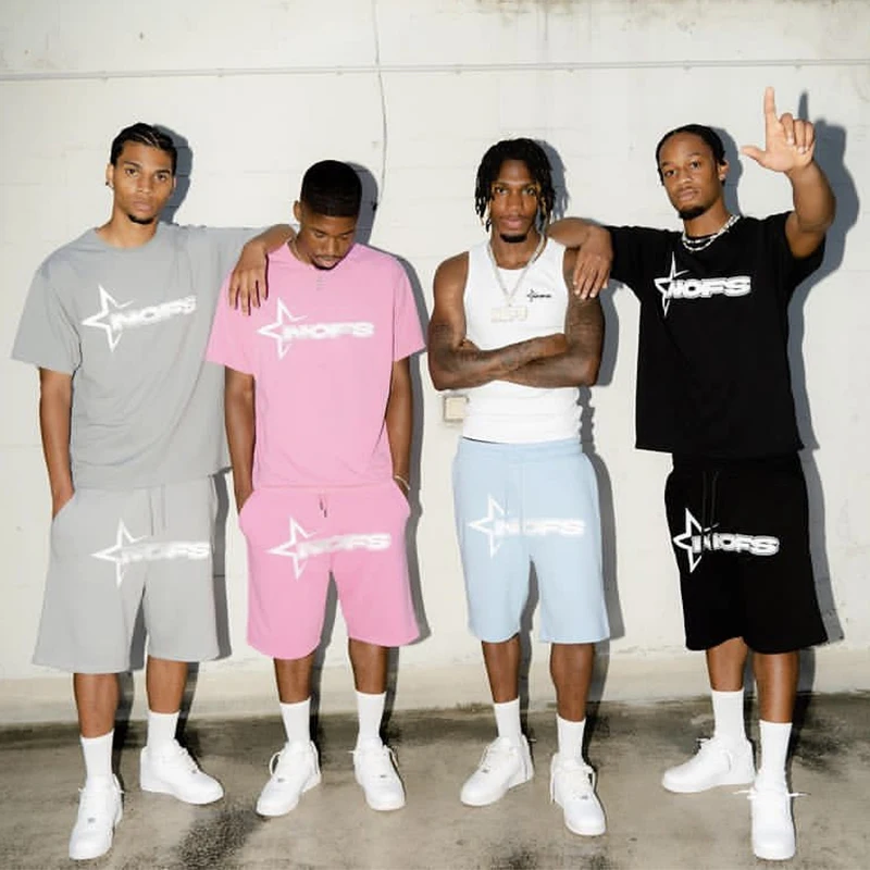 Men New Fashion Letter Graphics T-shirt Hip-hop Punk Summer Short Sleeve American Street Tops Shorts Set Y2K 2024 Men's Clothing thumbnail 5