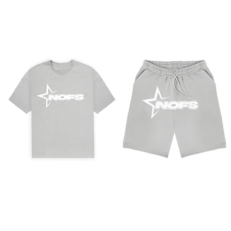 Men New Fashion Letter Graphics T-shirt Hip-hop Punk Summer Short Sleeve American Street Tops Shorts Set Y2K 2024 Men's Clothing thumbnail 4