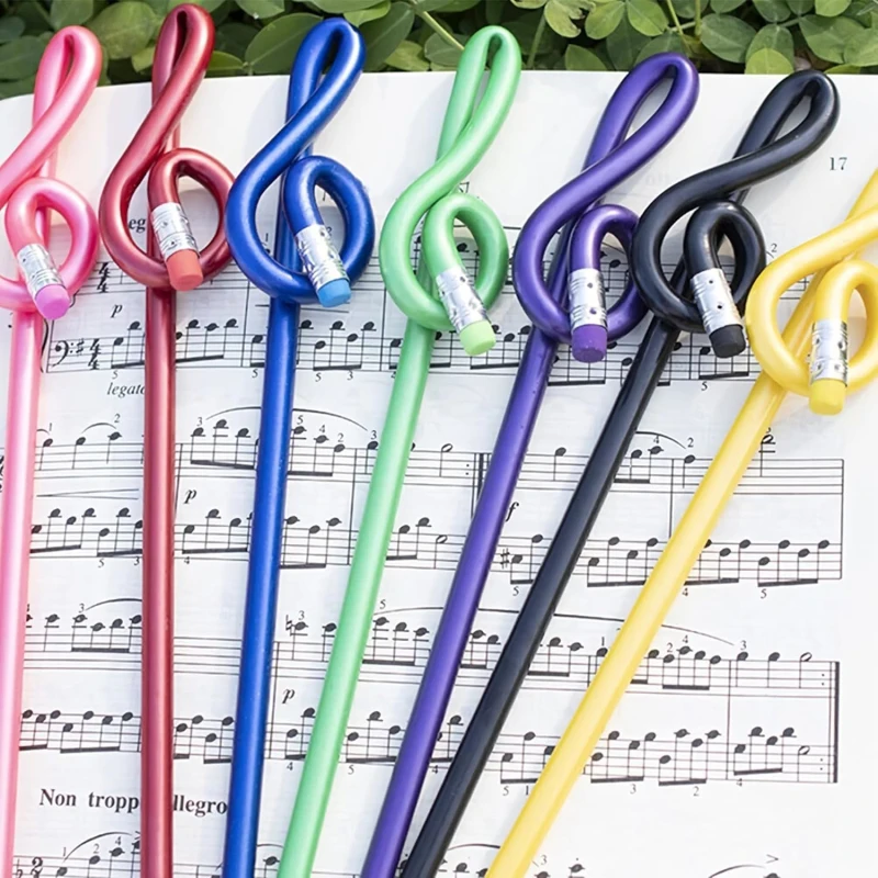 5/10 Pcs Cartoon Treble Clef Pencil Musical Note Shape Pencil with Eraser, Nice Gift For Music Student, Office School Stationery thumbnail 4