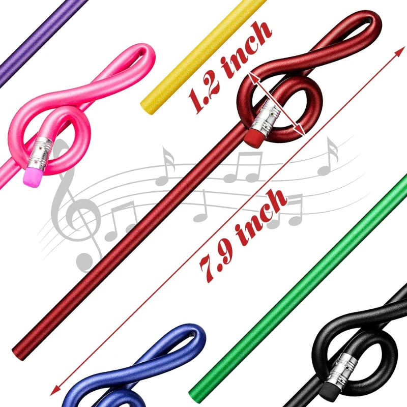 5/10 Pcs Cartoon Treble Clef Pencil Musical Note Shape Pencil with Eraser, Nice Gift For Music Student, Office School Stationery thumbnail 2