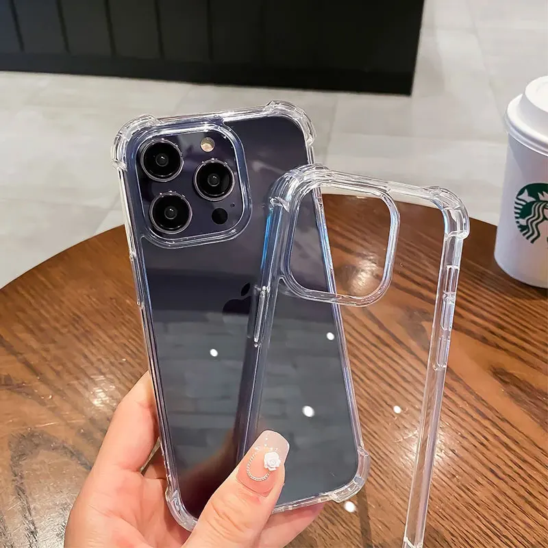 Luxury Shockproof Clear Phone Case For iPhone 11 12 13 14 15 Pro Max X XR XS 7 8 Plus SE Soft Transparent Bumper Hard Back Cover thumbnail 5
