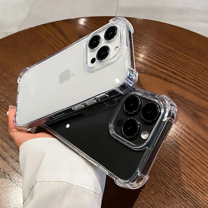 Luxury Shockproof Clear Phone Case For iPhone 11 12 13 14 15 Pro Max X XR XS 7 8 Plus SE Soft Transparent Bumper Hard Back Cover thumbnail 3