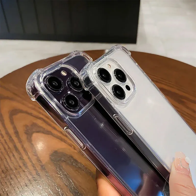 Luxury Shockproof Clear Phone Case For iPhone 11 12 13 14 15 Pro Max X XR XS 7 8 Plus SE Soft Transparent Bumper Hard Back Cover thumbnail 4