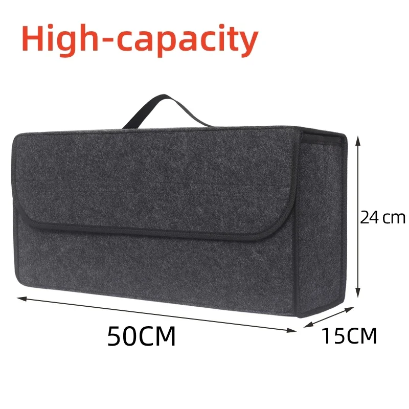 Large Anti Slip Compartment Boot Storage Organizer Tool Car Storage Bag Car Trunk Organizer Soft Felt Storage Box Accessories thumbnail 2