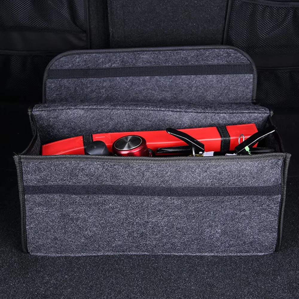 Large Anti Slip Compartment Boot Storage Organizer Tool Car Storage Bag Car Trunk Organizer Soft Felt Storage Box Accessories thumbnail 5