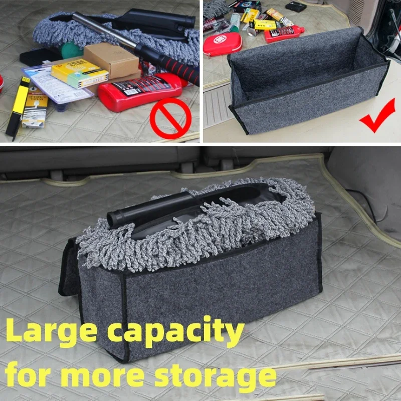 Large Anti Slip Compartment Boot Storage Organizer Tool Car Storage Bag Car Trunk Organizer Soft Felt Storage Box Accessories thumbnail 3