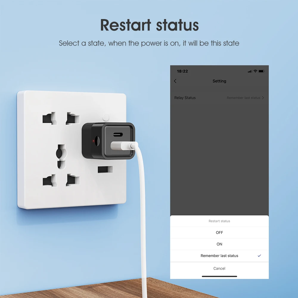 Tuya WiFi Smart TypeC USB Adaptor Switch 2 in 1 Mini USB Power Adaptor Charger Plug Timing Voice Control Works with Alexa Google thumbnail 5