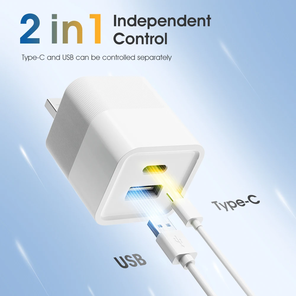 Tuya WiFi Smart TypeC USB Adaptor Switch 2 in 1 Mini USB Power Adaptor Charger Plug Timing Voice Control Works with Alexa Google thumbnail 2
