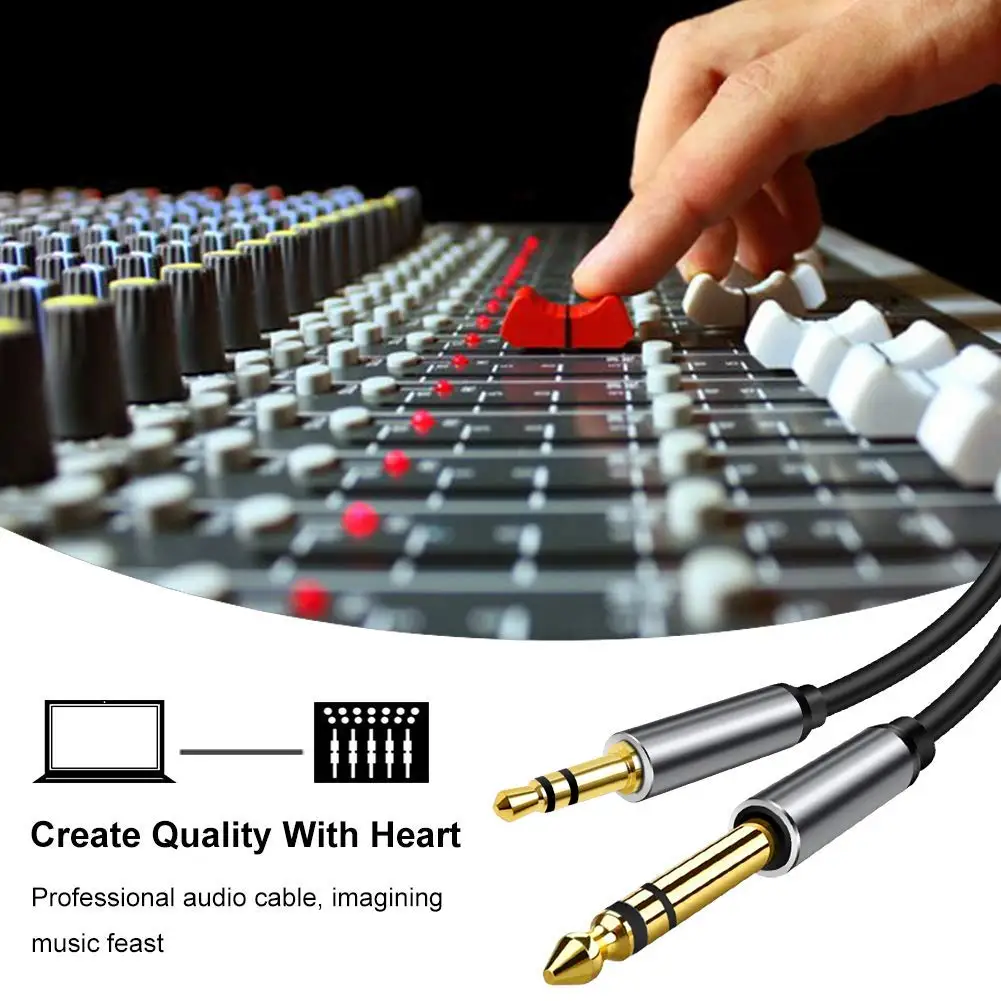 Stereo Aux Cable 3.5mm To 6.35mm 1/4 6.5 To 3.5 1/8 TRS Jack Audio Cord for Laptop Guitar Mixer Amplifier Speaker Home Theater thumbnail 2