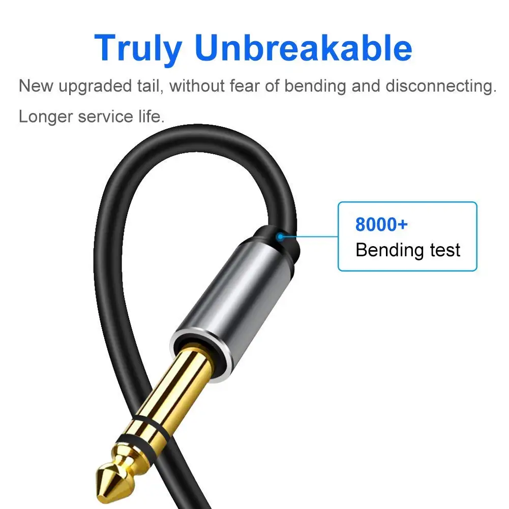 Stereo Aux Cable 3.5mm To 6.35mm 1/4 6.5 To 3.5 1/8 TRS Jack Audio Cord for Laptop Guitar Mixer Amplifier Speaker Home Theater thumbnail 6