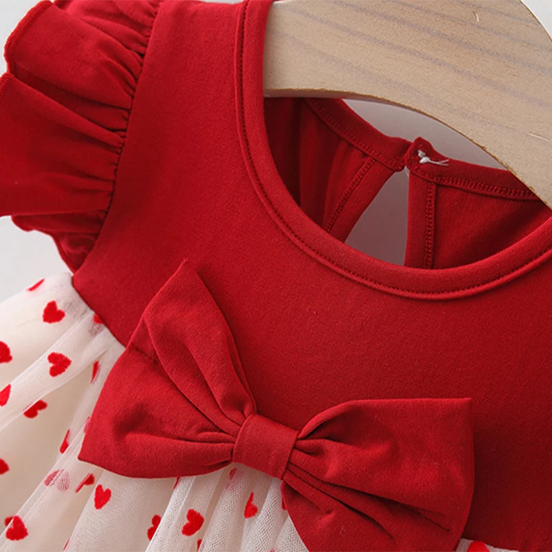 (0-3 Years Old) Summer Baby Girl Bow Flying Sleeves Princess Dress Girl Korean Edition Little Love Birthday Dress thumbnail 6