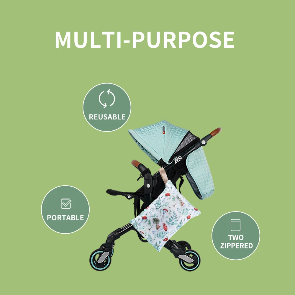 HappyFlute 1PC Portable Baby Diaper Bag Printed Waterproof Wet Dry Nappy Handbag Stroller Carry Pack Travel Wetbag With Pockets thumbnail 3