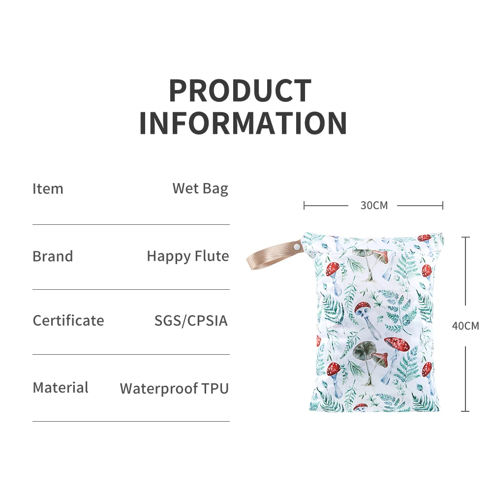 HappyFlute 1PC Portable Baby Diaper Bag Printed Waterproof Wet Dry Nappy Handbag Stroller Carry Pack Travel Wetbag With Pockets thumbnail 2
