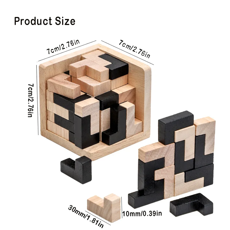 3D Cube Puzzle Luban Interlocking Creative Educational Wooden Toy Brain Mind Early Learning Game Gift For Children Letter thumbnail 3