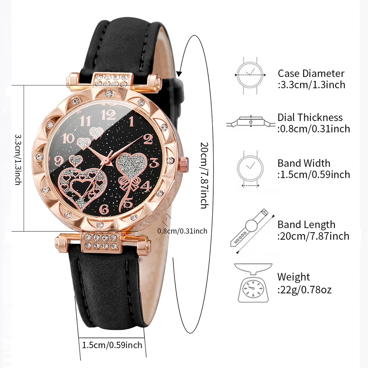 4PCS/Set Women's Watches Fashion Rhinestone Ladies Quartz Watch Leather Band Wristwatches Bracelets Set（Without Box） thumbnail 5