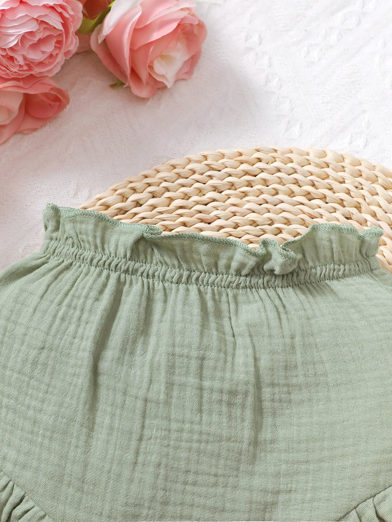 Newborn Baby Girl Dolid Color Simple Combed Cotton Outer Wear Baby Underwear Three Piece Set thumbnail 5
