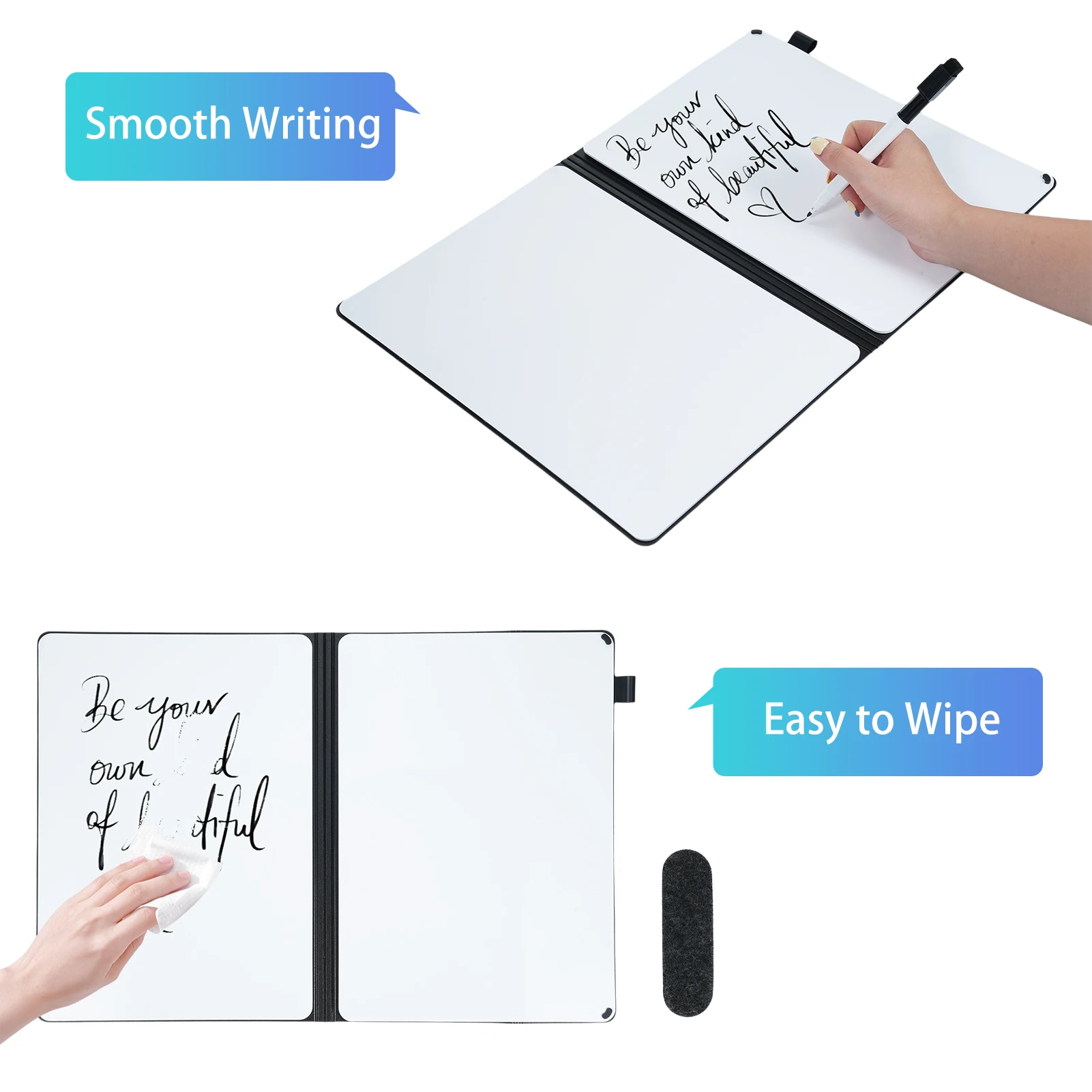 A4 Double Sided Dry Erase Boards Whiteboard Portable Writing Board with Marker & Foam Eraser For Students Home School thumbnail 4