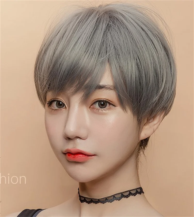 Korea Style Hair Extensions Synthetic Fashion Young Female Wigs Breathable Head Cover Short Straight Fluffy Wig Hat for Women