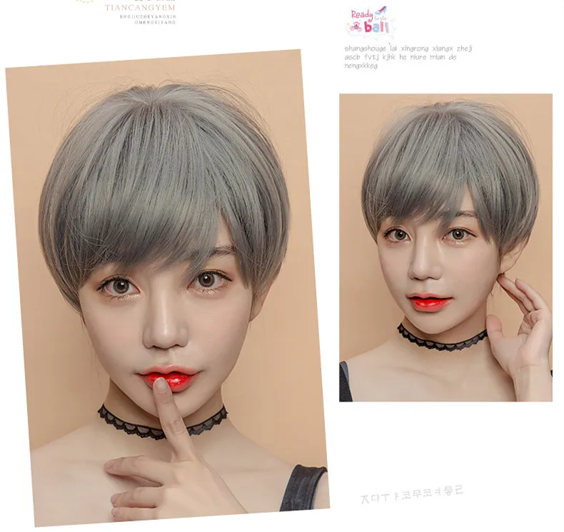 Korea Style Hair Extensions Synthetic Fashion Young Female Wigs Breathable Head Cover Short Straight Fluffy Wig Hat for Women thumbnail 6
