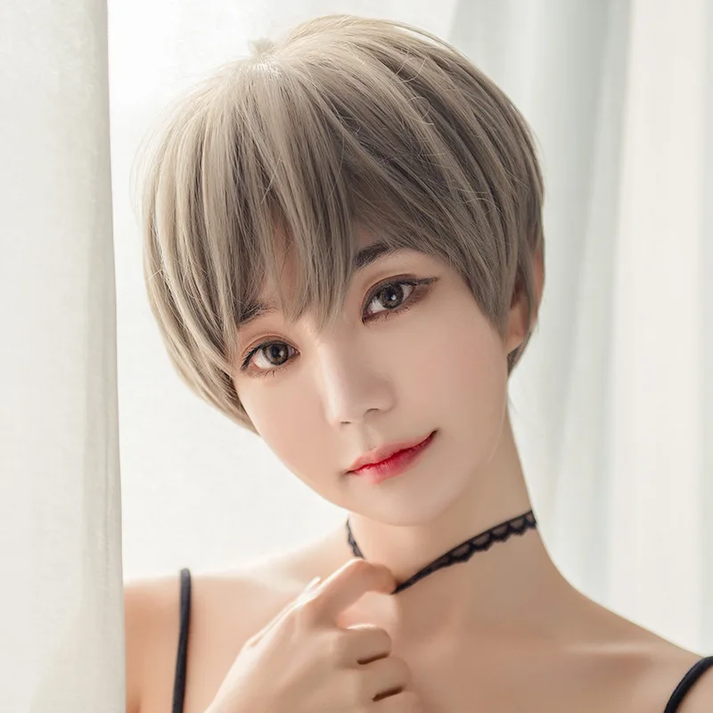 Korea Style Hair Extensions Synthetic Fashion Young Female Wigs Breathable Head Cover Short Straight Fluffy Wig Hat for Women thumbnail 2