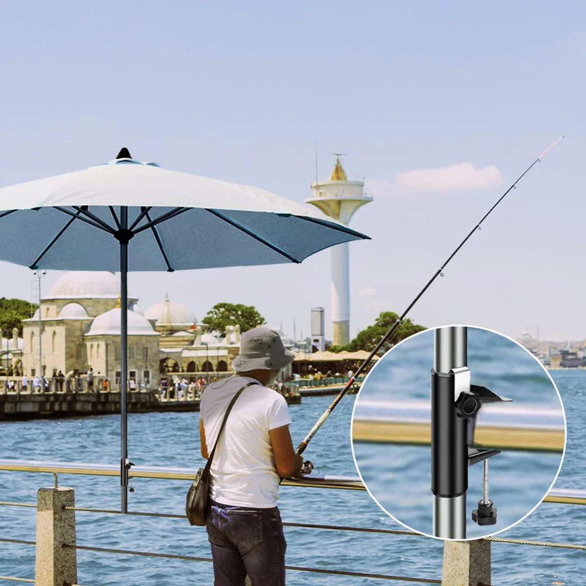 Courtyard sunshade umbrella fixing clip bracket balcony umbrella clip outdoor table fixing clip umbrella rack umbrella clip thumbnail 5