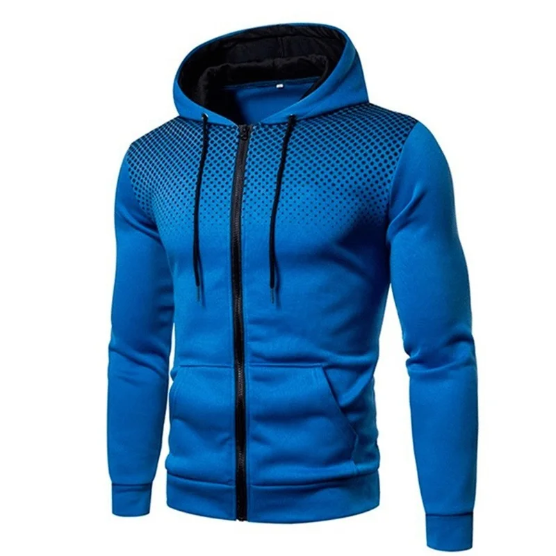 Men's Zip Up Hoodie Pocket Polka Pot Print Hooded Sweatshirt Sport Outdoor Casual Slim Fit Men Spring AutumnZipper Hoodie thumbnail 2