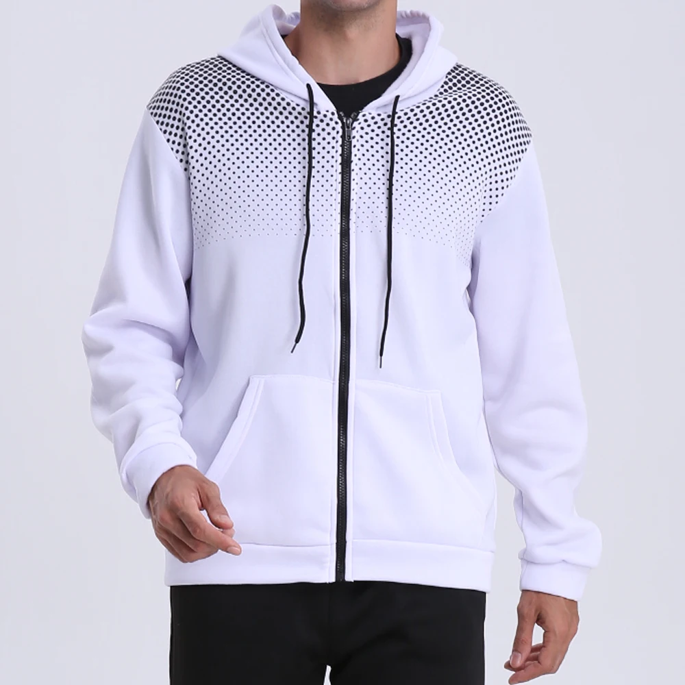 Men's Zip Up Hoodie Pocket Polka Pot Print Hooded Sweatshirt Sport Outdoor Casual Slim Fit Men Spring AutumnZipper Hoodie thumbnail 4