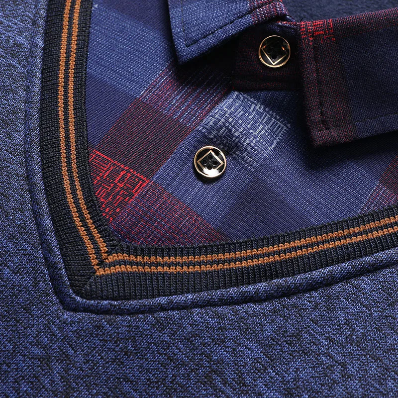 Vintage Plaid Sweater Pullover Men Thick Warm Knitwear Winter Autumn Clothing Patchwork Men's Fleeced Polo Collar Pullovers thumbnail 6