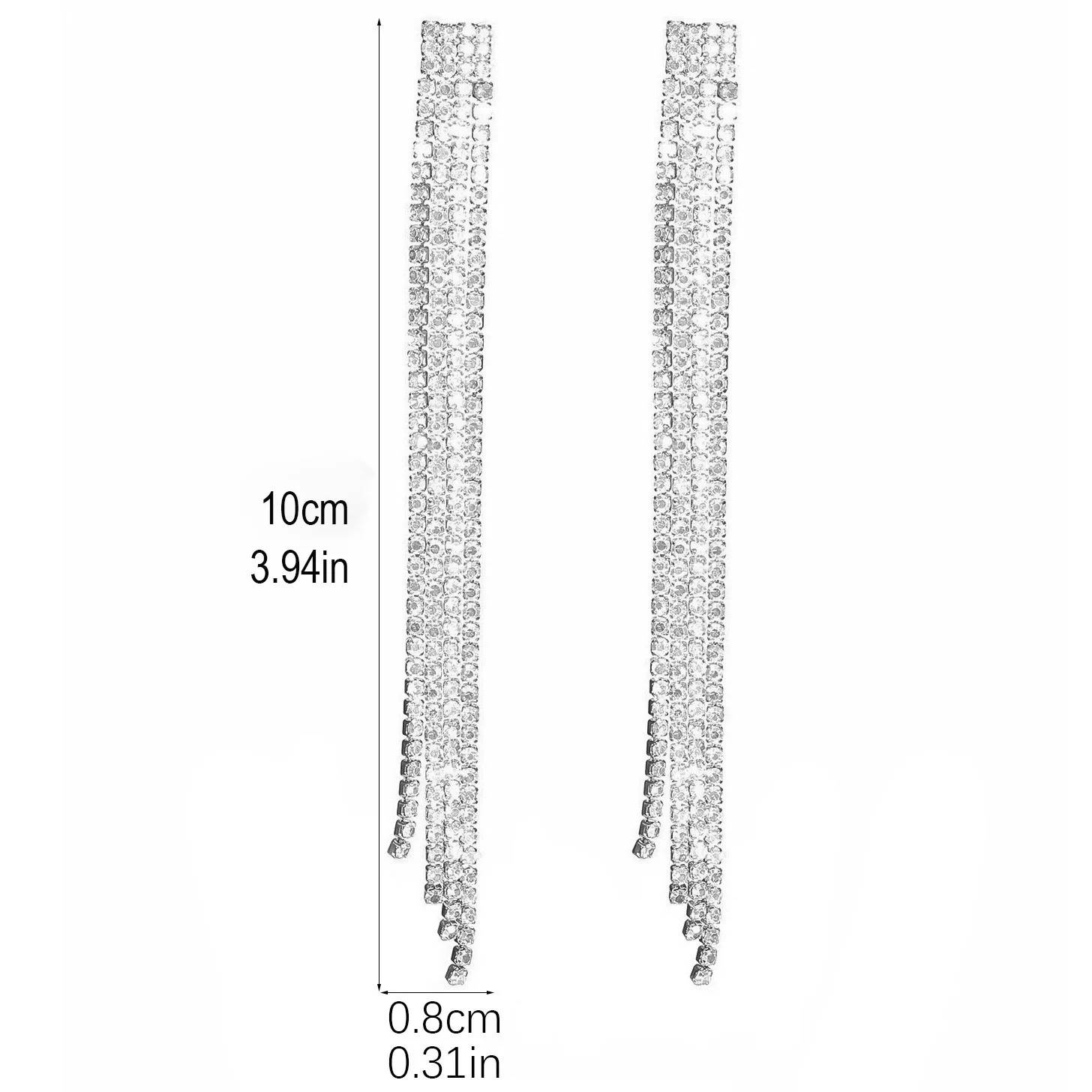 TREAZY Shiny 4 Lines  Rhinestone Crystal Tassel Long Earrings for Women Wedding Party Hanging Dangle Earrings Bridal Brincos thumbnail 6
