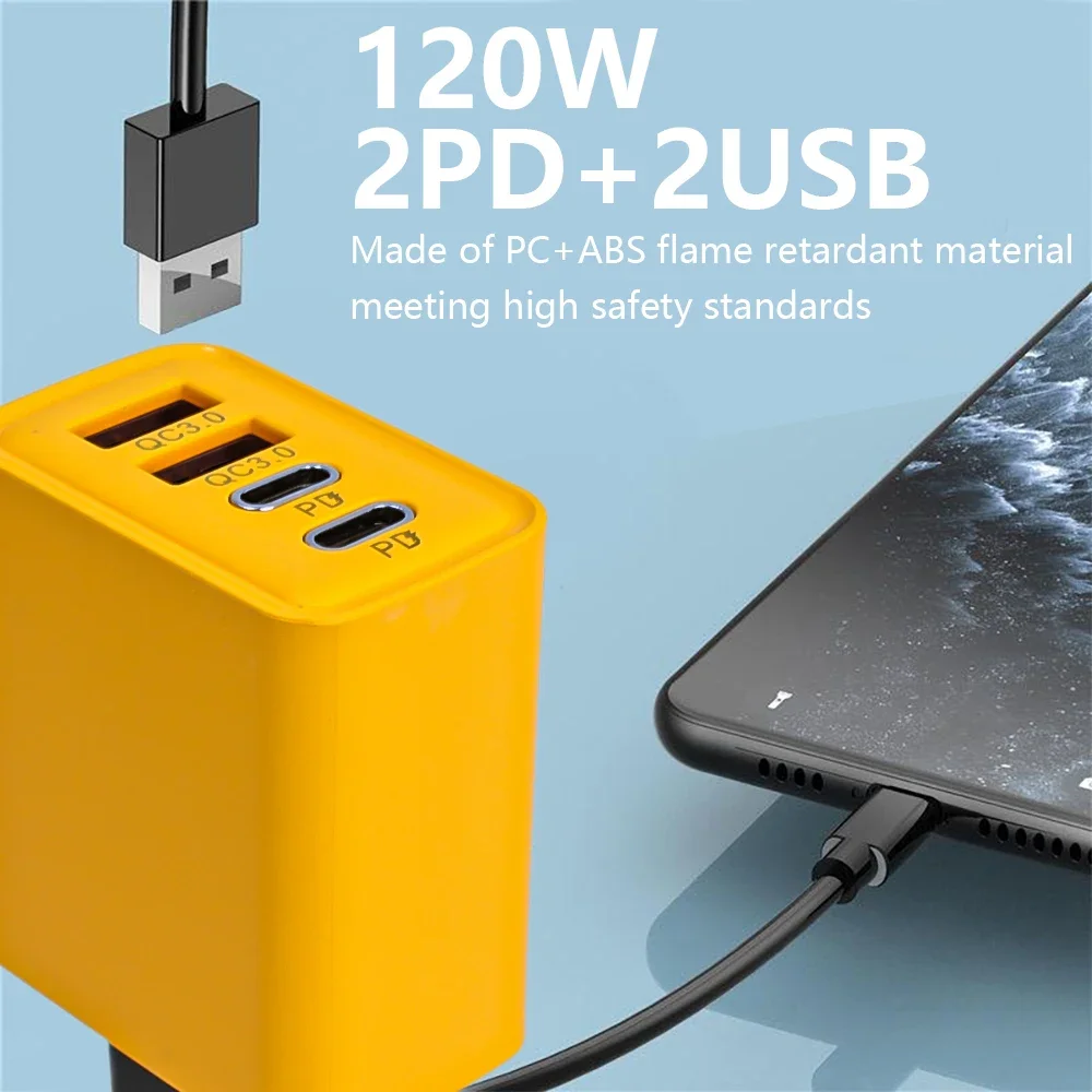 Dual PD USB Charger Wall Adapter QC3.0 120W Fast Charging Phone Chargers EU/US/UK Plug for Apple IPhone 15 pro Android Samsung thumbnail 3