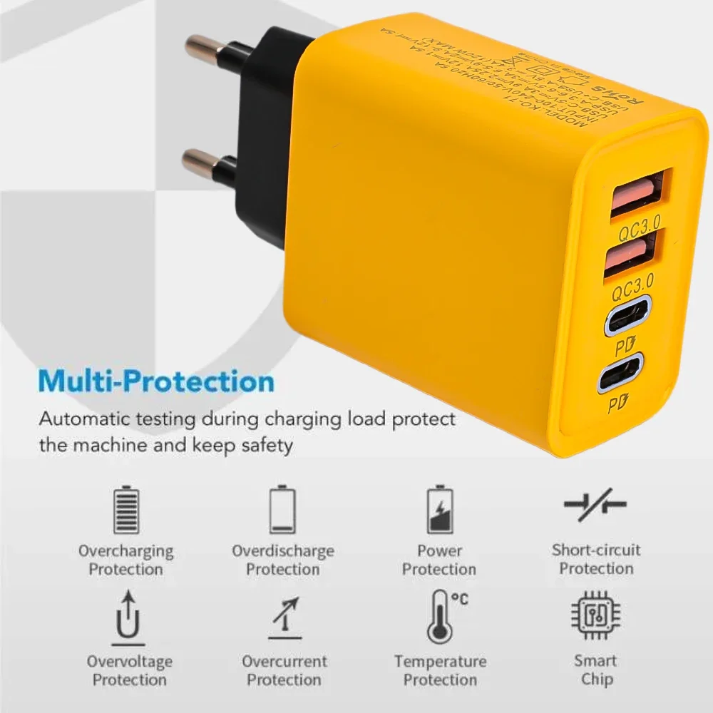 Dual PD USB Charger Wall Adapter QC3.0 120W Fast Charging Phone Chargers EU/US/UK Plug for Apple IPhone 15 pro Android Samsung thumbnail 4