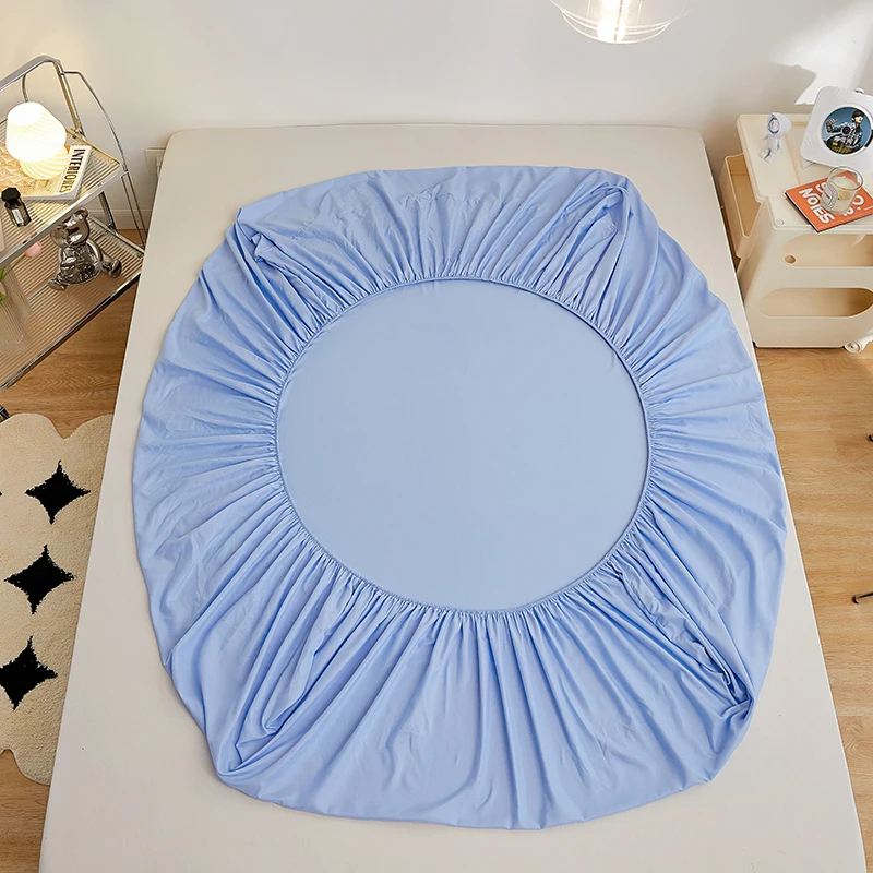 Kuup Polyester 3pcs Solid Color Queen Size Bedding Set - Fitted Sheet & Pillowcases with Elastic Band Mattress Cover thumbnail 4