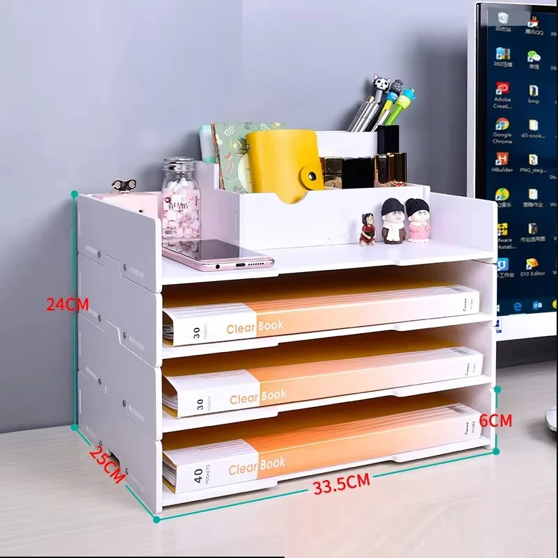 A4/A3 Multi-layer Superimpose Desktop File Tray Organizer Document Paper Organizer Rack Holder Office Stationery Storage Box thumbnail 3