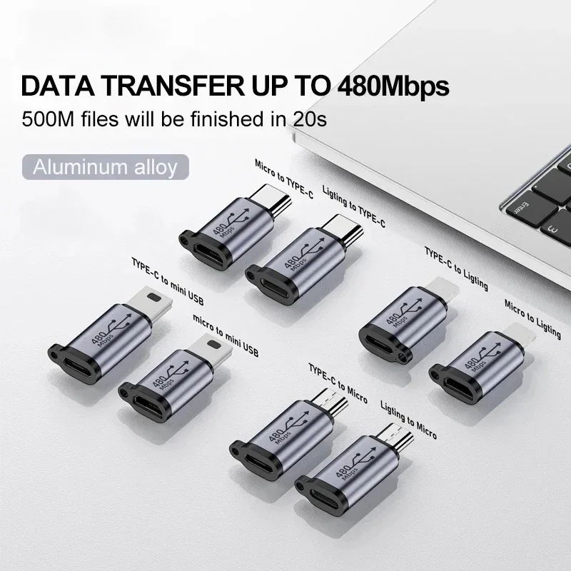 TypeC Female to Mini USB/Type C Female to Micro USB/Micro USB Female to Type C/Micro USB Female to Mini USB Connector Adapter thumbnail 2