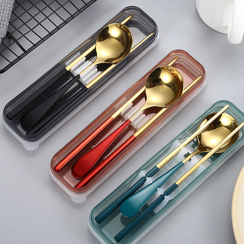 Travel Outdoor Reusable Tableware Box School Home Slot Design Practical Cutlery Transparent Cover Storage Box thumbnail 3
