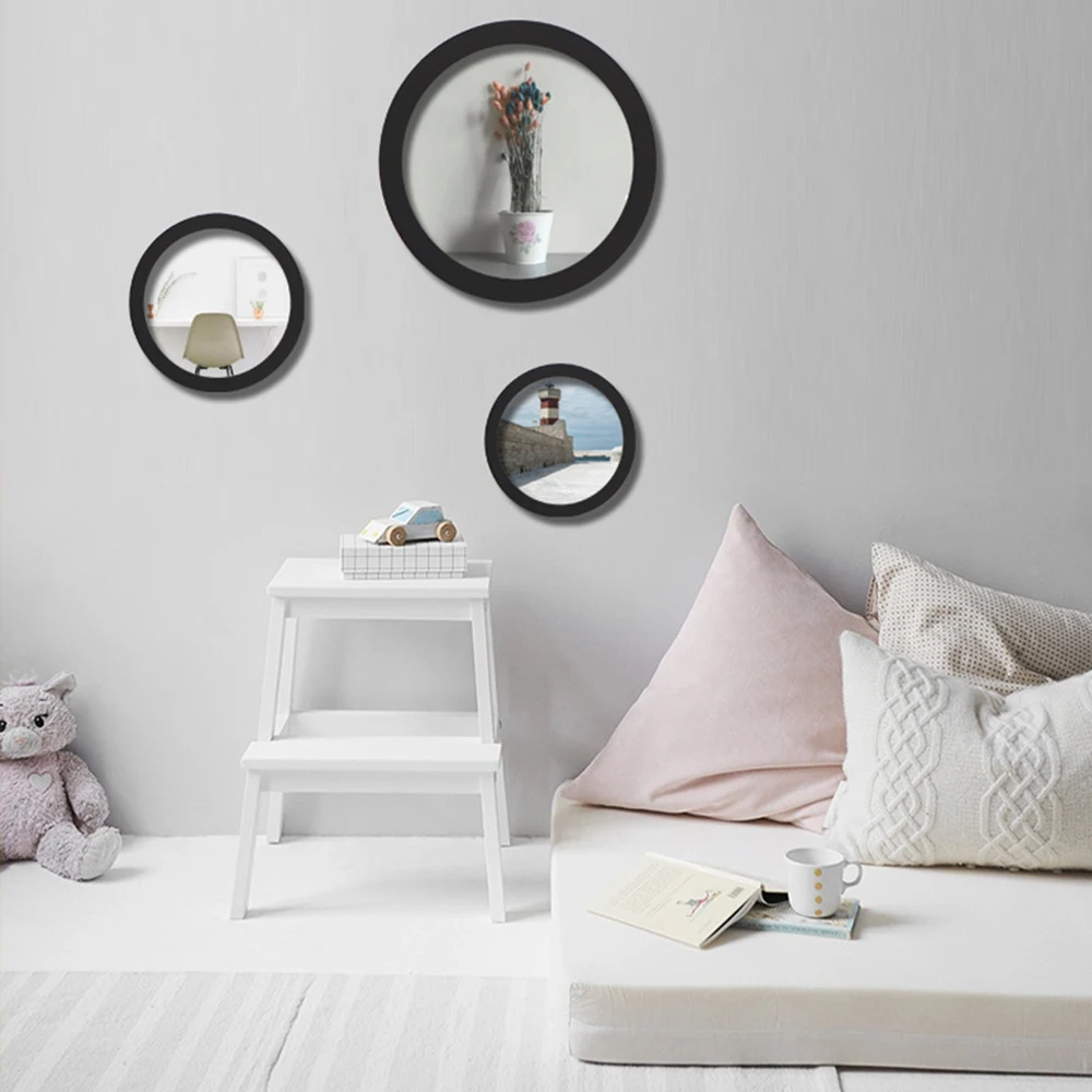 Round Photo Frame DIY Wooden Wall Mounted Hanging Picture Frame Weeding Gift Home Decor Murale 6-12inch thumbnail 2