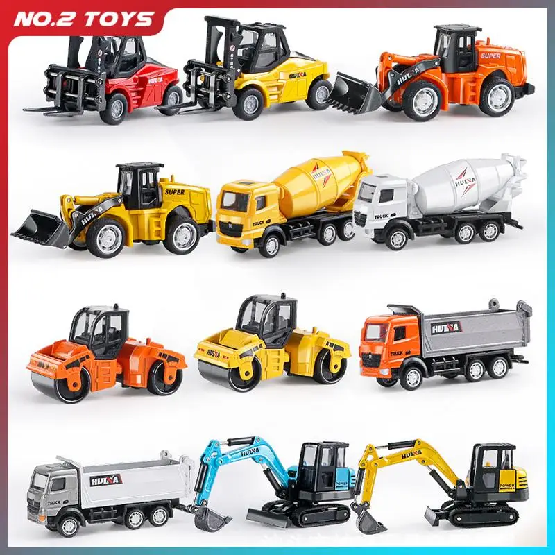 HUINA 1:80 Construction Alloy Diecast Car Model Forklift Roller Dumper Excavator Engineering Agitator Truck Toy Collection Gift