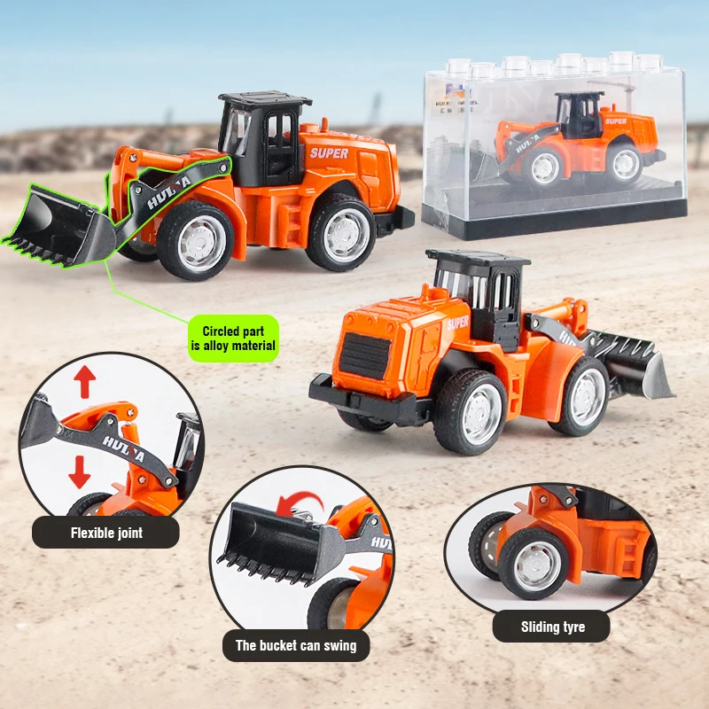 HUINA 1:80 Construction Alloy Diecast Car Model Forklift Roller Dumper Excavator Engineering Agitator Truck Toy Collection Gift thumbnail 3