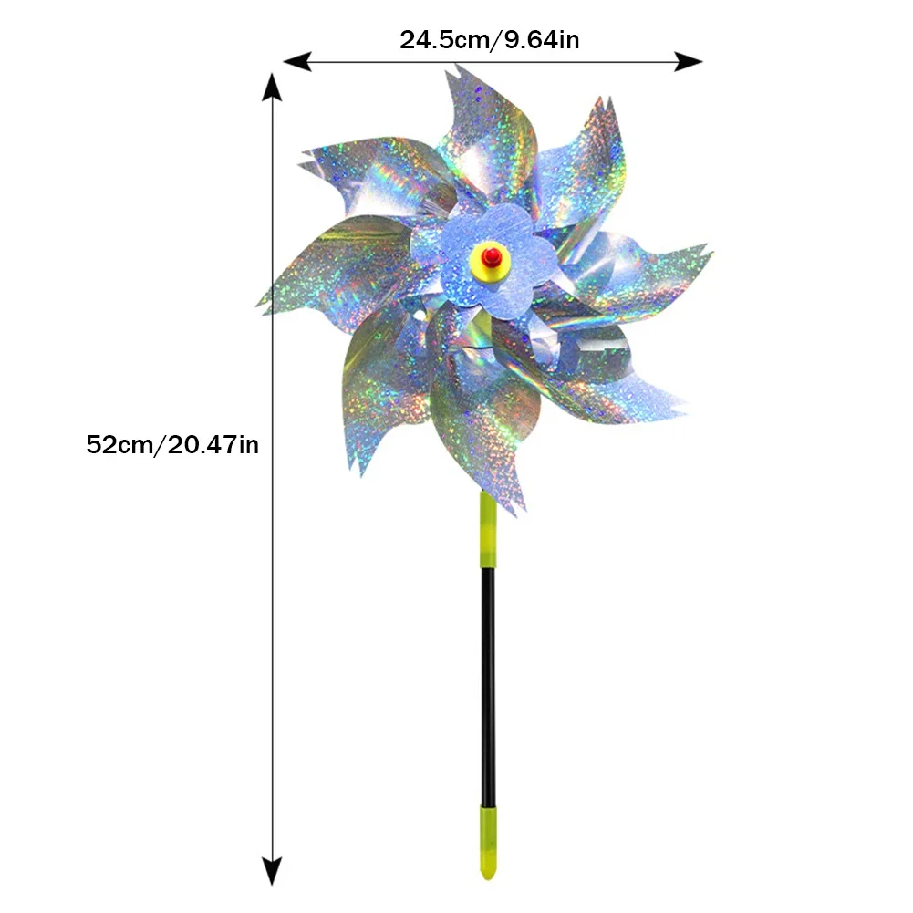 1-10PCS DIY Silver Laser Bird Repellent For Farm Outdoor Bird Repeller Lawn Decor Bird Repeller Windmill Garden Rotating Windmil thumbnail 6
