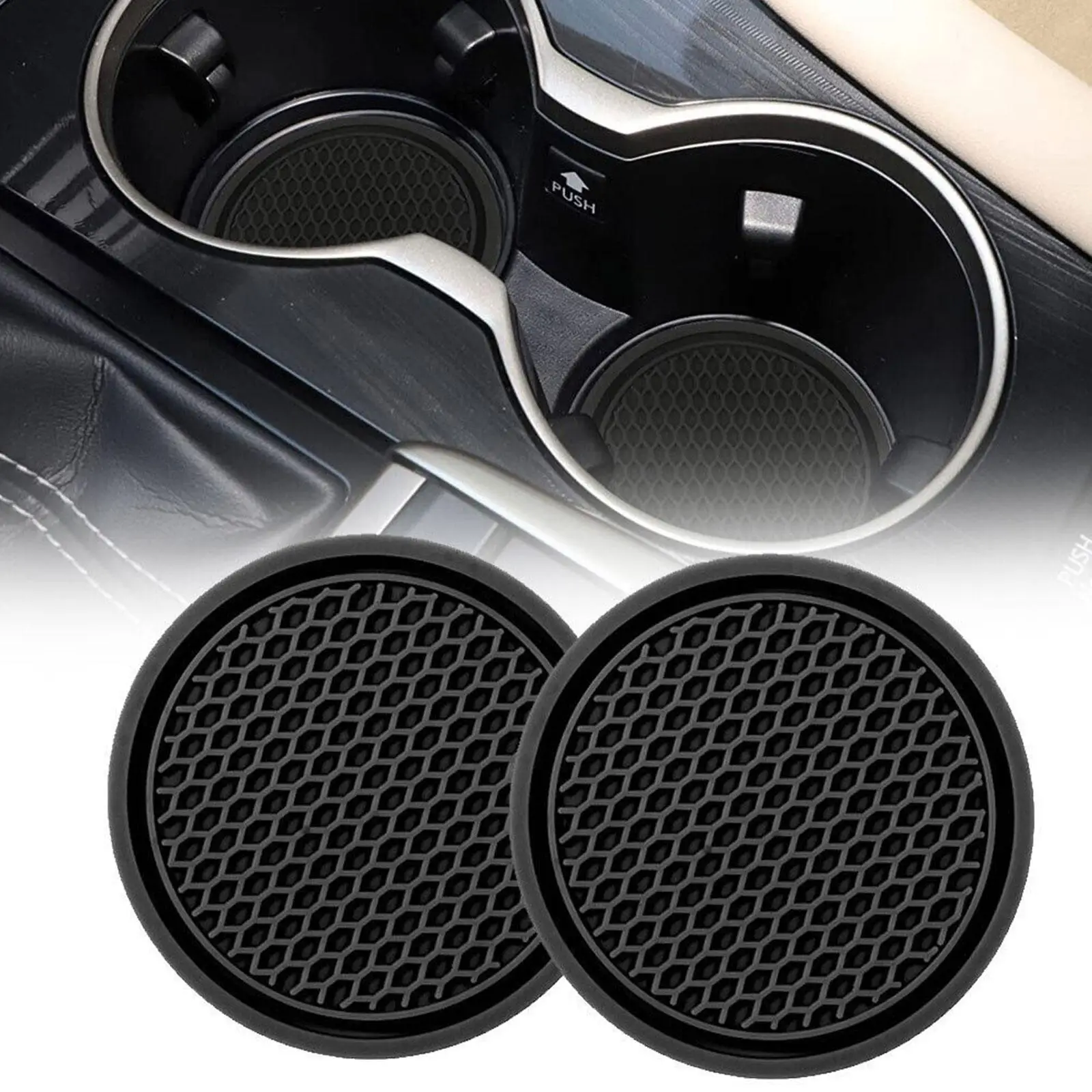Car Water Cup Pad Holders Non-slip Diamond Rhinestone Rubber Mat for Bottle Holder Coaster Auto Interior Anti-skid Cup Holders thumbnail 2