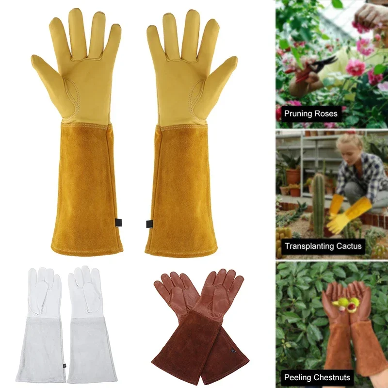 1 Pair Gardening Rose Pruning Gauntlet Heavy Duty Gloves Thorn Proof Long Sleeve Work Welding Garden Gloves thumbnail 4