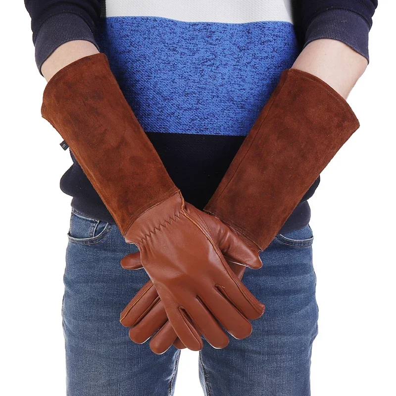 1 Pair Gardening Rose Pruning Gauntlet Heavy Duty Gloves Thorn Proof Long Sleeve Work Welding Garden Gloves thumbnail 2