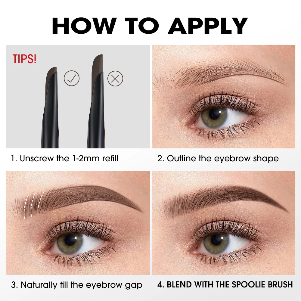 O.TWO.O Machete Eyebrow Pencil Waterproof Natural Long Lasting Smooth Fill Fluff Blendable High Pigment Brow Pencil Eye Makeup thumbnail 5