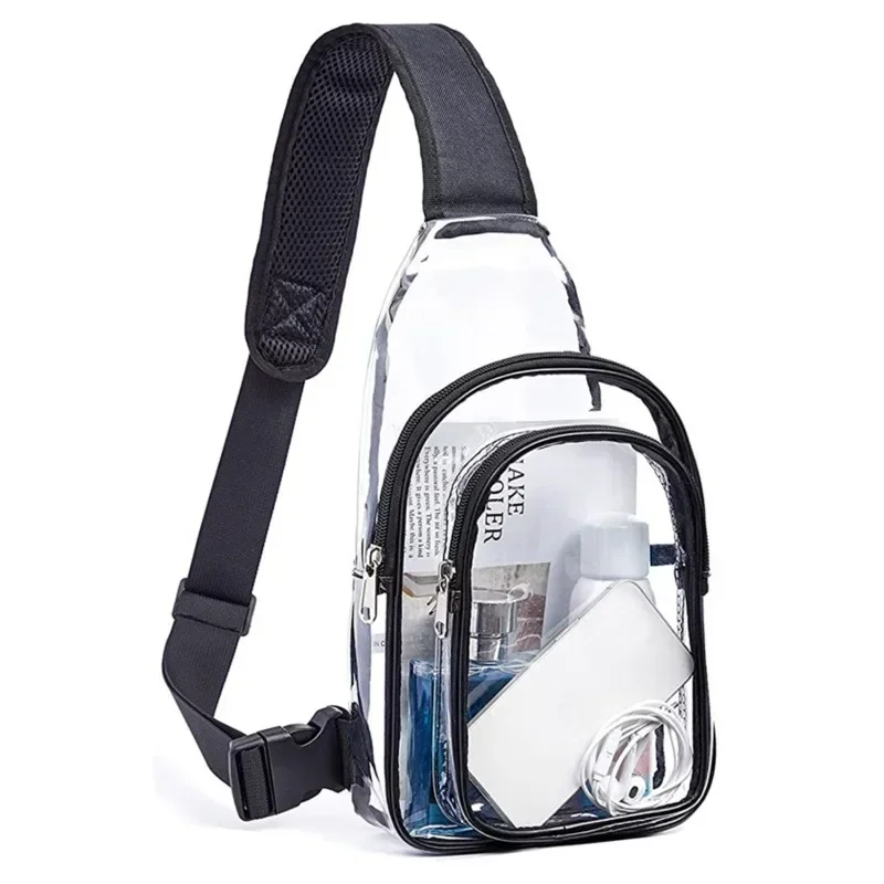 Casual Clear Chest Bag Women Men Waterproof Transparent PVC Crossbody Travel Pouch Outdoor Sports Phone Sling Shoulder Bag thumbnail 2