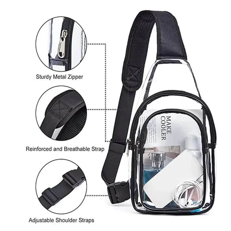 Casual Clear Chest Bag Women Men Waterproof Transparent PVC Crossbody Travel Pouch Outdoor Sports Phone Sling Shoulder Bag thumbnail 3