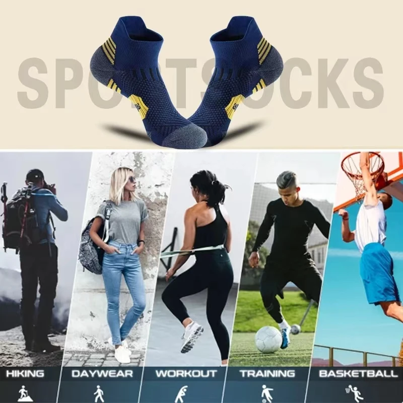 3 Pairs Professional MEN'S Sports Socks Outdoor Running Fitness Climbing Thick Quick Drying Towel Short Socks for Man 39-45 thumbnail 3