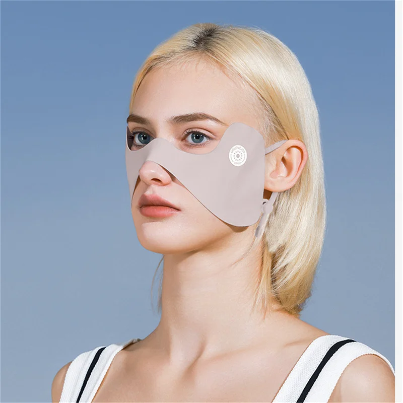 Summer Ice Silk Mask Sunscreen Face Scarf Solid Color Sunscreen Eye Patches UV Protection Sunscreen Veil Face Cover Riding thumbnail 3