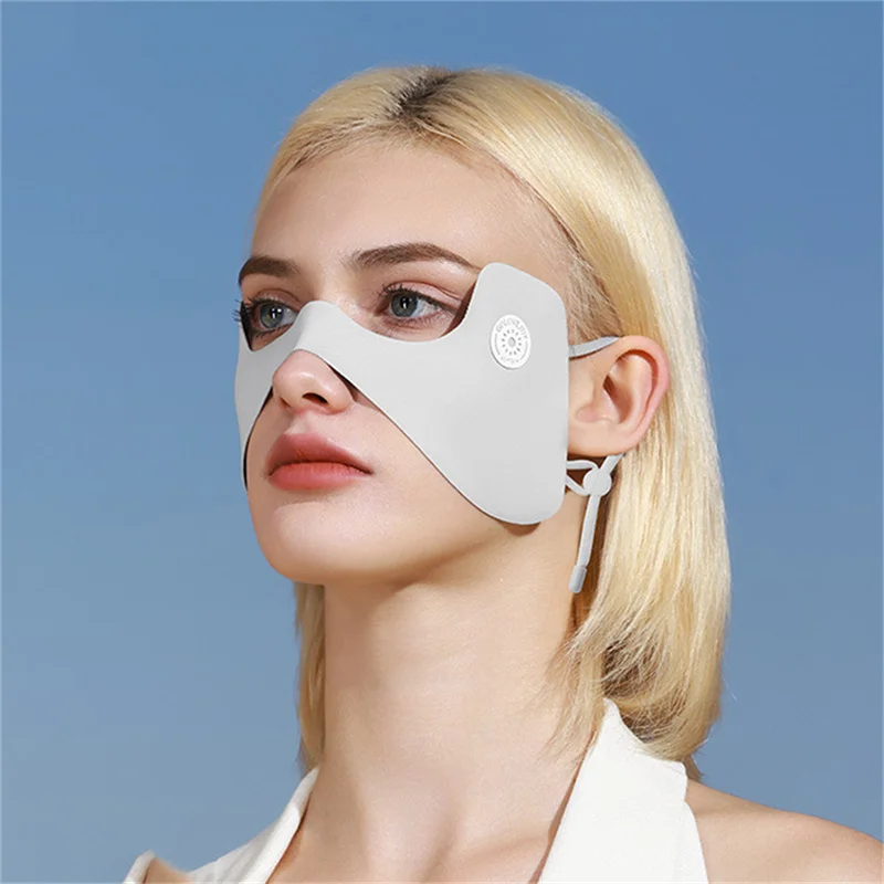 Summer Ice Silk Mask Sunscreen Face Scarf Solid Color Sunscreen Eye Patches UV Protection Sunscreen Veil Face Cover Riding thumbnail 2